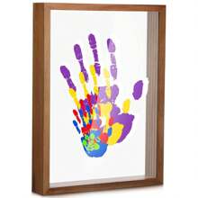DIY Craft Keepsake Frame, Family Handprint Kit, Home Decor,Family Gifts For New Mom, New Parents, Grandparents, Father's Day, Mother's Day, Anniversary, Warm And Funny Gifts For - 棕色 - 查看 7
