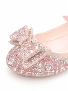 Princess Shoes For Girls, Crystal High Heel Shoes With Bowknot, Children's Formal Performance Dress Shoes