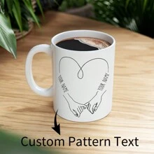 Tazas personalizadas para el Día de San Valentín - Personalizadas para parejas, diseño de sujetar manos, regalos para ella, ideas de aniversario - Blanco - Ver 10