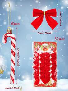 18/36 Pcs Candy Cane Christmas Decorations, 5.5inch Glitter Candy Cane Bows For Xmas Tree Hanging Ornament Holiday Festival Party Home Decoration
