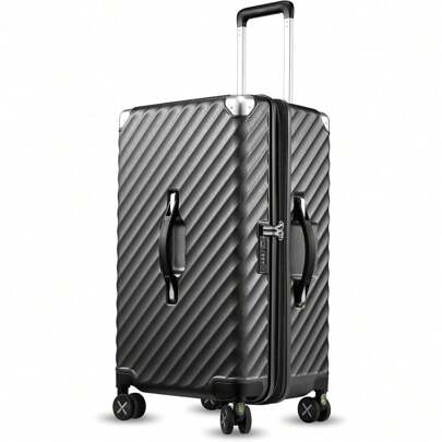 1piece 26 Inch Suitcases With Spinner Wheels, Trunk Luggage - Expandable Polycarbonate Hard Shell Suitcases (Black, 67.8L) Travel Suitcase Suit Case D