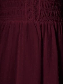 Renaissance Peasant Maiden Boho Inspired Cap Sleeve Lace Trim Maxi Dress - 酒紅色 - 查看 5