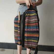 Eth-Nic Style Snare Drum Bag, Shaman Drum, Waterproof, Oxford Snare Drum Backpack With Outside Pockets, Drum Bag, Instrument Accessories, Storage Bag - 彩色 - 查看 9