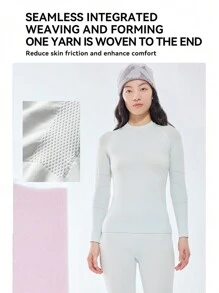VECTOR MOTION 2 件吸湿排汗运动 T 恤和紧身裤套装，女士抗菌保暖内衣 - 高弹性、保暖、吸湿、透气、排汗、户外 - 白色 - 查看 3