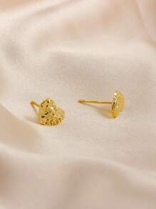 男士纹理心形耳钉 铜质朋克嘻哈风格 情人节、妈妈、母亲、母亲节、礼物