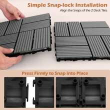 Lifezeal 18/36 PCS Interlocking Deck Tiles 12" X 12" Waterproof All Weather Flooring Covering Brown/Grey - Gray-36 Pieces - View 7