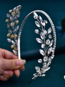 Diadema hecha a mano de color plateado con cristales, accesorios de moda para el cabello para mujeres y niñas, apropiada para novias