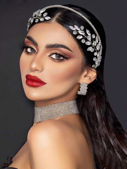 Handgefertigtes Stirnband in Silberfarbe mit Strass, modische Haaraccessoires für Frauen und Mädchen, geeignet für Bräute