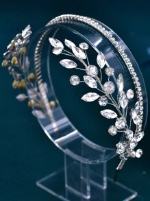 Diadema hecha a mano de color plateado con cristales, accesorios de moda para el cabello para mujeres y niñas, apropiada para novias