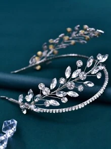Diadema hecha a mano de color plateado con cristales, accesorios de moda para el cabello para mujeres y niñas, apropiada para novias