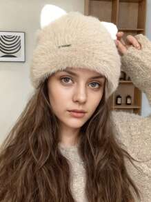 1 chiếc mũ len ấm áp có vành tai mềm mại màu trơn dành cho nam/nữ, đội ngoài trời mùa đông, có thể đảo ngược, dày, cỡ lớn, sử dụng hàng ngày mũ len Giáng sinh mùa đông - A - Xem 10