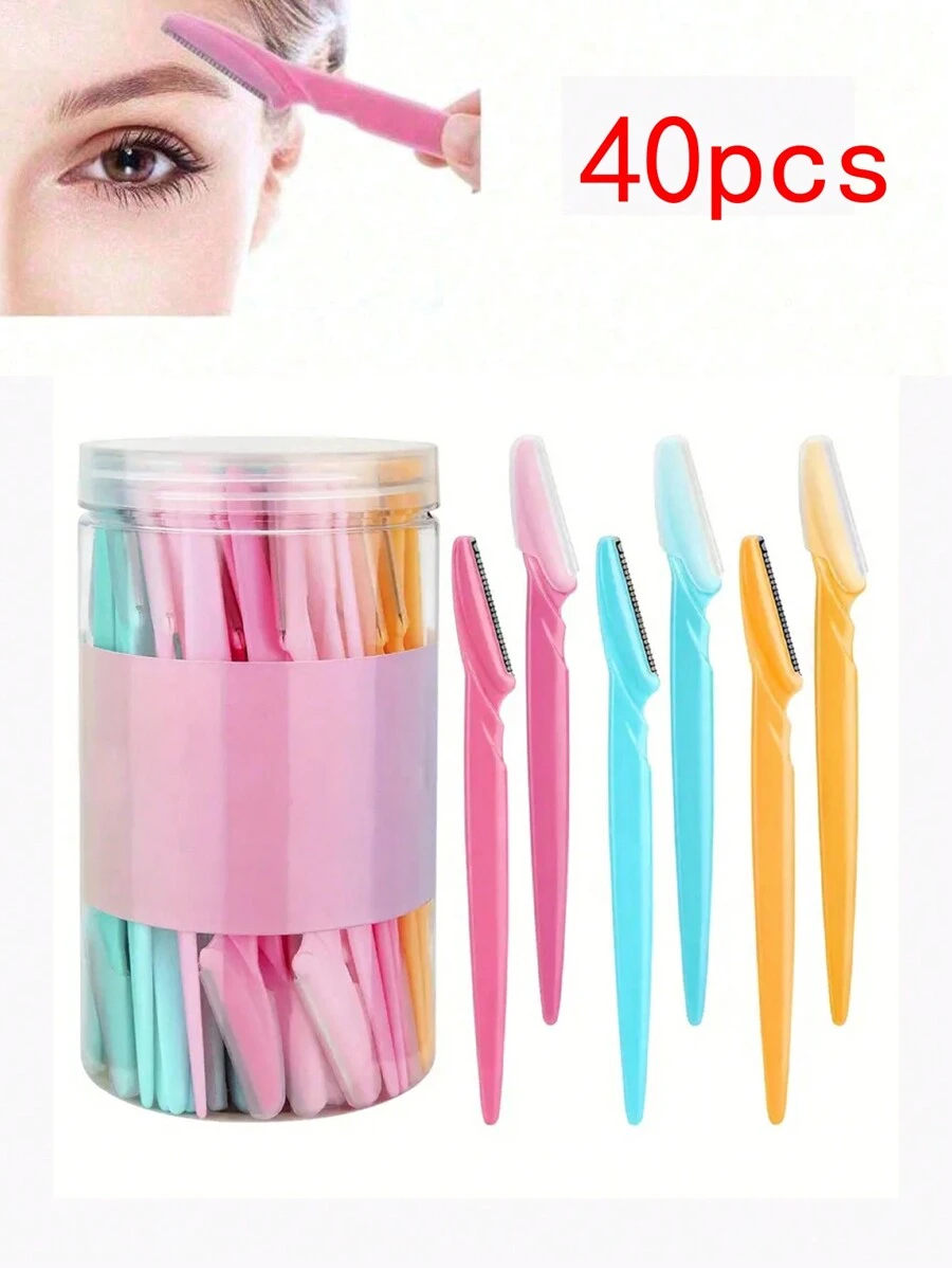 12 件/套女士眉毛剃须刀、面部和身体毛发修剪器、带盖安全脱毛剃须刀、小型美容工具套件 - 彩色 - 查看 1