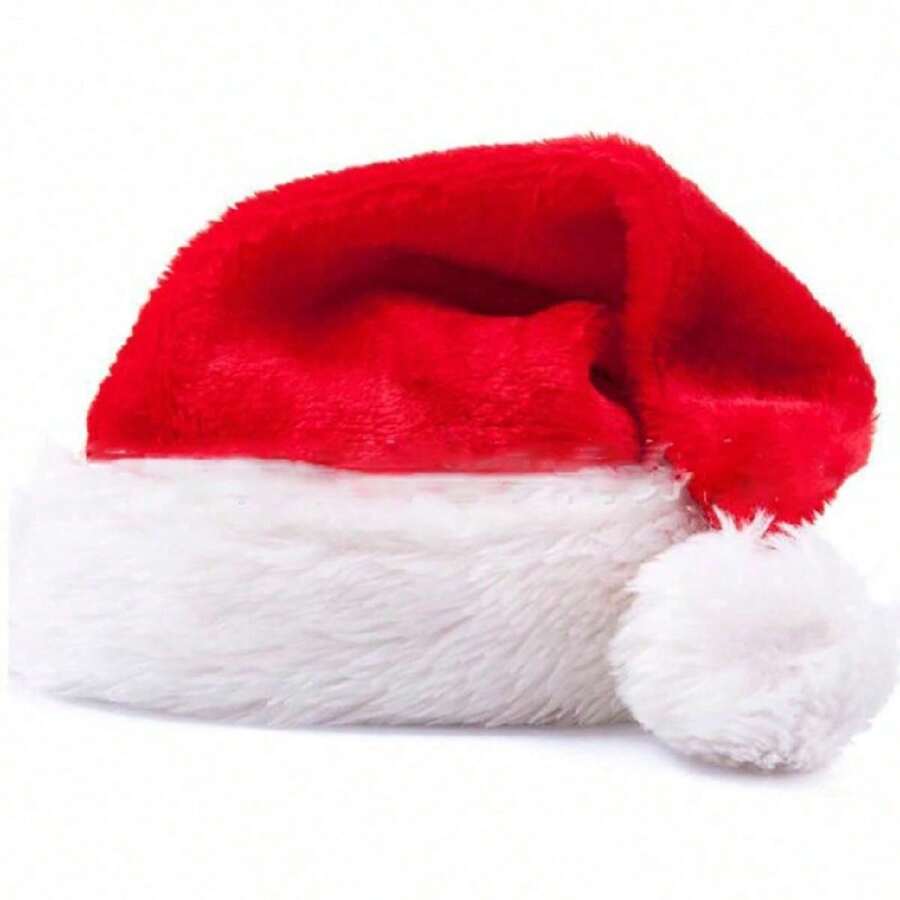 Gorro de Navidad de tela para adultos y adolescentes, grueso y cálido, gorro rojo de Papá Noel, sombreros de Navidad, mejor regalo para decoración del hogar, decoraciones navideñas, decoración de habitación, invierno - Rojo - Ver 1