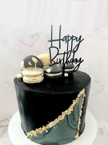 10 件万圣节黑色生日快乐蛋糕装饰、金色镜面蛋糕装饰、生日派对亚克力蛋糕签、派对用品 - Happy Birthday黑色 - 查看 10