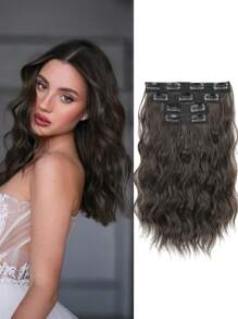 Extensions de cheveux à clipser, 4 pièces Extensions de cheveux de 12 pouces, extensions de cheveux ondulés courts, invisible, faites de fibres synthétiques douces. Convient pour une utilisation quotidienne des femmes.