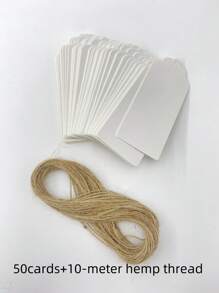 100pcs, Kraft Paper Gift Labels With Yellow Rope, Blank Commodity Price Hanging Labels, Bulk Brown Labels For Wedding, Birthday, Holiday And Party Gifts, Arts And Crafts Packaging, DIY Gift Decoration Labels And Hanging Decorations.