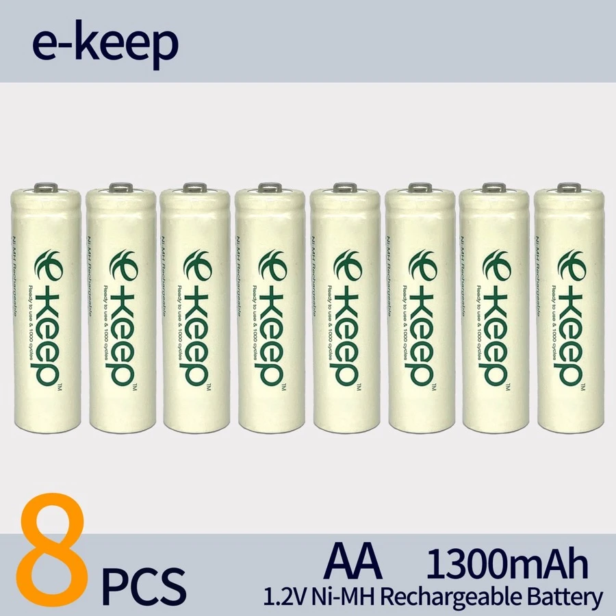 8 件，E-Keep 镍氢充电电池 1.2V AA R6 1300mAh。耐用且使用寿命长。适用于遥控器、闹钟、门铃、游戏手柄、手电筒。 - 5號電池 - 查看 1
