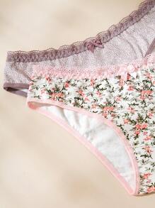 5 Pieced Women's Lace Trim Panties,Sexy And Romantic Women's Underwear Series - Multicolor - View 6