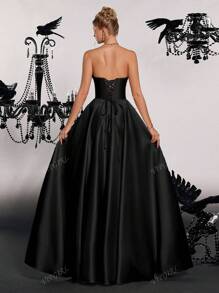 VIPGIRL Elegant Dignified Herringbone Strapless High Stylistic Evening Dress, Party Dress, Wedding Guest Dress, Formal Dress,Gown