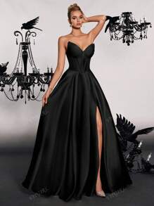 VIPGIRL Elegant Dignified Herringbone Strapless High Stylistic Evening Dress, Party Dress, Wedding Guest Dress, Formal Dress,Gown