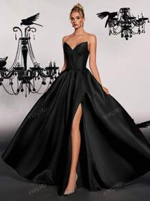 VIPGIRL Elegant Dignified Herringbone Strapless High Stylistic Evening Dress, Party Dress, Wedding Guest Dress, Formal Dress,Gown