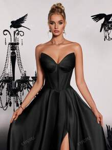 VIPGIRL Elegant Dignified Herringbone Strapless High Stylistic Evening Dress, Party Dress, Wedding Guest Dress, Formal Dress,Gown