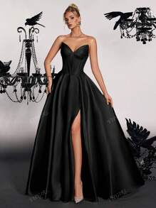 VIPGIRL Elegant Dignified Herringbone Strapless High Stylistic Evening Dress, Party Dress, Wedding Guest Dress, Formal Dress,Gown