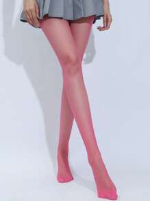 1 Pair Ultra-Thin Colored Stockings, Sexy Opaque Tights, Anti-Snag, Skinny, Transparent Candy Color Pantyhose
