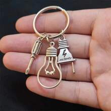 1pc Screwdriver, Light Bulb, Electrician Maintenance Tool Keychain For Men, Backpack Pendant Accessories For Father Grandpa Car Accessories Bag Charm Backpack For School Letter