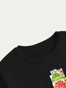 Unisex Cartoon T-Shirt Cute Animals Cotton T-Shirt Comfort Stylish Breathable Soft - màu đen - Xem 2
