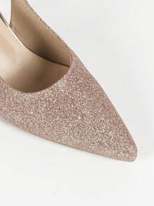 Women's Crystal Heel Pointed Toe Champagne High Heels