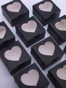 5pcs/10pcs Valentine's Day Macaroon Bakery Box, Dessert Box With Window, Cookie Box, Small Snack Box, Mini Cake Box, Suitable For Sweets, Strawberry, Pastry, Candy Packaging