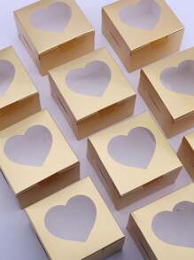 5pcs/10pcs Valentine's Day Macaroon Bakery Box, Dessert Box With Window, Cookie Box, Small Snack Box, Mini Cake Box, Suitable For Sweets, Strawberry, Pastry, Candy Packaging
