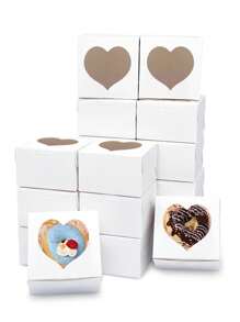 5pcs/10pcs Valentine's Day Macaroon Bakery Box, Dessert Box With Window, Cookie Box, Small Snack Box, Mini Cake Box, Suitable For Sweets, Strawberry, Pastry, Candy Packaging
