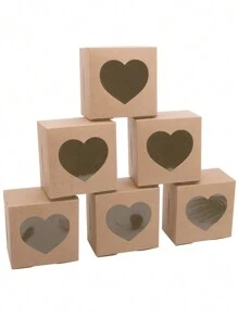 5pcs/10pcs Valentine's Day Macaroon Bakery Box, Dessert Box With Window, Cookie Box, Small Snack Box, Mini Cake Box, Suitable For Sweets, Strawberry, Pastry, Candy Packaging