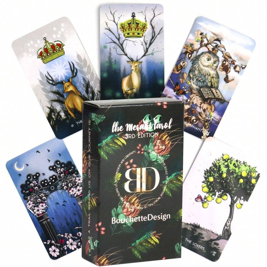 78 件 Meraki Tarot 经典获奖塔罗牌，别致、圣诞节、万圣节、感恩节派对礼物，邀请您通过塔罗牌和场景进行日常互动体验。非常适合初学者和高级玩家 - 彩色 - 查看 1