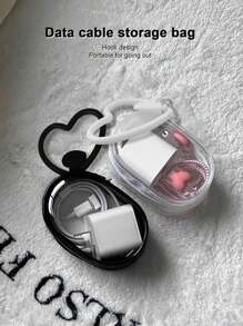 AIRUIKA Transparent Cable Organizer Pouch, Mini Portable Earphone Wire Holder, Charger Cable Storage