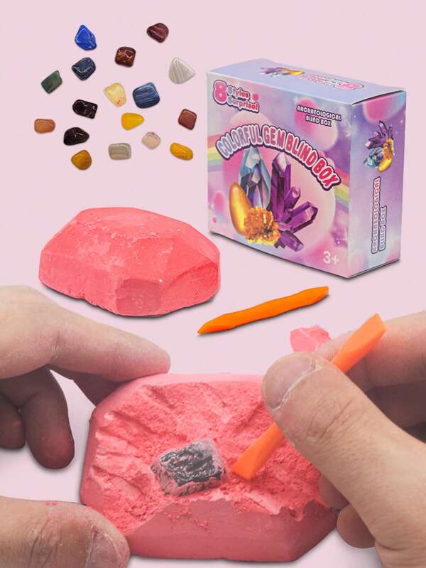 Juego de excavación arqueológica para niños con gemas para excavar manualmente, fósiles, caja con forma de corazón, rompecabezas, juguetes manuales, juguetes creativos, regalos para vacaciones y carnaval, tanto para niños como para niñas