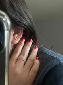 男士纹理心形耳钉 铜质朋克嘻哈风格 情人节、妈妈、母亲、母亲节、礼物