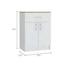 2 Piece Kitchen Set, Kitchen Island Table + Pantry Cabinet, White / Light Oak,YH-Choice