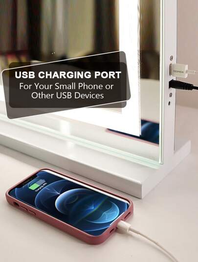 FENCHILIN Illuminated Spiegel Bluetooth Can Adjust Verlichting Effects Wall/Desktop Dual Purpose Makeup Bathroom Size Wit 80cm 58cm view 5