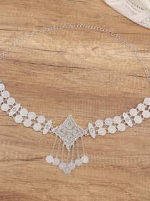 Four-Pointed Star & Coin Pendant Hand-Inlaid Rhinestone Metal Alloy Waist Chain, Women's Party Wedding Holiday Waistband - Belt Waist Chain - View 6