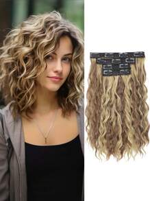 Extensions de cheveux à clipser, 4 pièces Extensions de cheveux de 12 pouces, extensions de cheveux ondulés courts, invisible, faites de fibres synthétiques douces. Convient pour une utilisation quotidienne des femmes.
