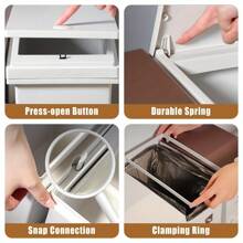 24L Wheeled Double Compartment Trash Can With Removable Push-To-Open Lid, Plastic Sorting Bin For Kitchen Recycling - PP - View 7