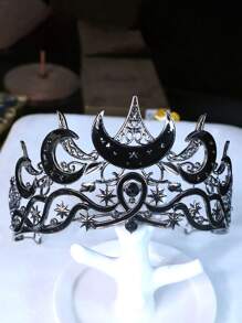 Kronen-Haarteil Haarschmuck, Mond Stern Sonnen Göttin Haarspangen, mit Strass verzierte Krone, universell für Damen und Herren