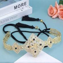 1piece Morocco Caftan Belt Crystal Bridal Dress Waist Chain Adjustable Length Arabic Style Body Chain - Star - View 4