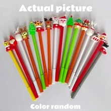 Penne gel per Natale con inchiostro nero, penne morbide con personaggi natalizi, penne divertenti e novità in stile casuale, adatte come regalo di Natale per studenti, insegnanti, per ufficio, forniture scolastiche, feste, promo e mercati