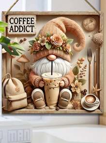 Charming Vintage Dwarf Cafe Logo - 7.9"X7.9" Square Wooden Wall Plaque, Suitable For Home, Garden And Living Room Decor - Perfect Gift For Friends,Home Decor ,Room Decor,Wall Decor Gifts Birthday Graduation Kitchen Decor - Multicolor - View 4