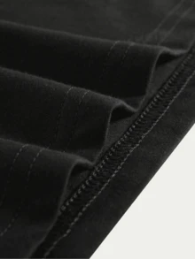 Men's Cotton T-Shirt Ship Text Printed Premium Breathable Blouse Comfort Fashion - 黑色 - 查看 4