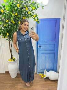 Vestido jeans longo